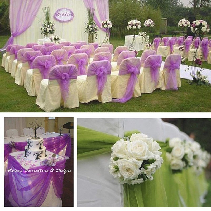 Anteer Crystal Organza Tulle Sheer Fabric Backdrop Curtains for Wedding Baby Shower Birthday Party Event Decor, 19â€ by 30 Yard (Purple) - Image 3